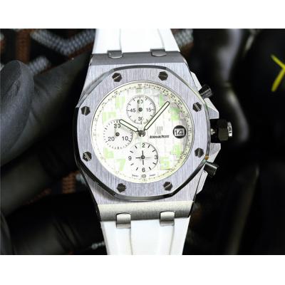 Replica Royal Oak Offshore Japan Quartz chronograph Movement Mens Watch White Dial Rubber Strap E212