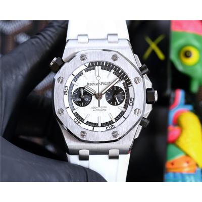 Replica Royal Oak Offshore Japan Quartz chronograph Movement Mens Watch White Dial Rubber Strap E214