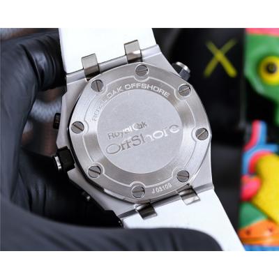 Replica Royal Oak Offshore Japan Quartz chronograph Movement Mens Watch White Dial Rubber Strap E214