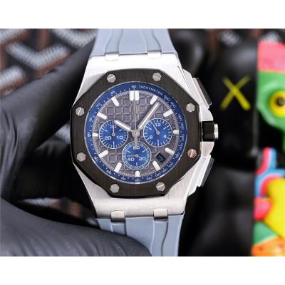 Replica Royal Oak Offshore Japan Quartz chronograph Movement Mens Watch Blue Dial Rubber Strap E216