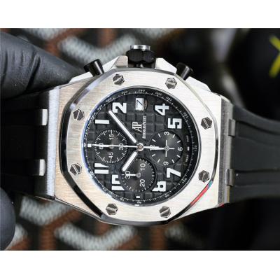 Replica Royal Oak Offshore Japan Quartz chronograph Movement Mens Watch White Dial Rubber Strap E217