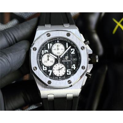 Replica Royal Oak Offshore Japan Quartz chronograph Movement Mens Watch White Dial Rubber Strap E217