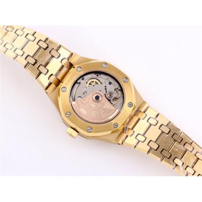 Replica Royal Oak A21j Automatic Movement Womens Watch Silver Dial Diamonds Case Yellow Gold C E227