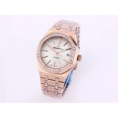 Replica Royal Oak A21j Automatic Movement Womens Watch Black Dial Diamonds Case Rose Gold D E227