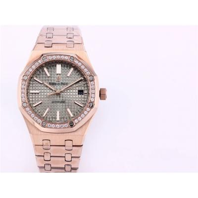 Replica Royal Oak A21j Automatic Movement Womens Watch Black Dial Diamonds Case Rose Gold D E227