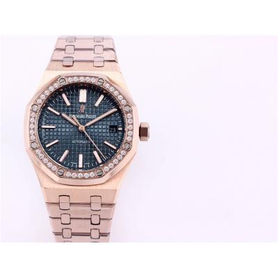 Replica Royal Oak A21j Automatic Movement Womens Watch Black Dial Diamonds Case Rose Gold D E227