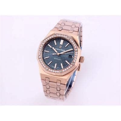 Replica Royal Oak A21j Automatic Movement Womens Watch Black Dial Diamonds Case Rose Gold D E227