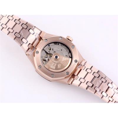 Replica Royal Oak A21j Automatic Movement Womens Watch Black Dial Diamonds Case Rose Gold D E227