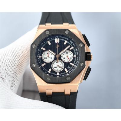 Replica Royal Oak Offshore Japan Quartz chronograph Movement Mens Watch Black Dial Rubber Strap E230