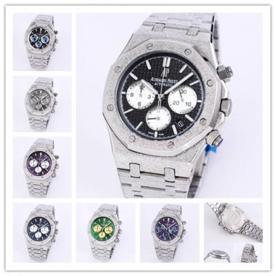 Replica Royal Oak Japan Quartz chronograph Movement Mens Watch Black Dial Frost Stainless steel C A27