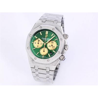 Replica Royal Oak Japan Quartz chronograph Movement Mens Watch Black Dial Frost Stainless steel C A27