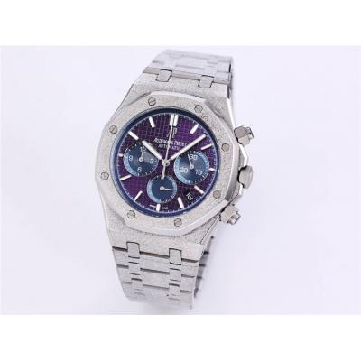 Replica Royal Oak Japan Quartz chronograph Movement Mens Watch Black Dial Frost Stainless steel C A27