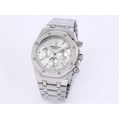 Replica Royal Oak Japan Quartz chronograph Movement Mens Watch Silver Dial Frost Stainless steel D A27