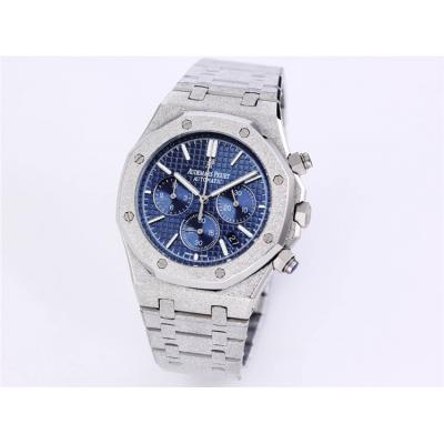 Replica Royal Oak Japan Quartz chronograph Movement Mens Watch Silver Dial Frost Stainless steel D A27