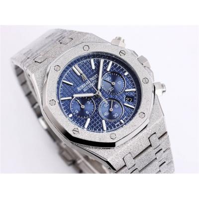 Replica Royal Oak Japan Quartz chronograph Movement Mens Watch Silver Dial Frost Stainless steel D A27