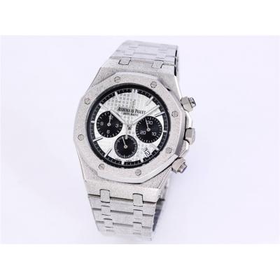 Replica Royal Oak Japan Quartz chronograph Movement Mens Watch Silver Dial Frost Stainless steel D A27