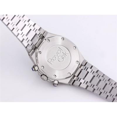 Replica Royal Oak Japan Quartz chronograph Movement Mens Watch Silver Dial Frost Stainless steel D A27