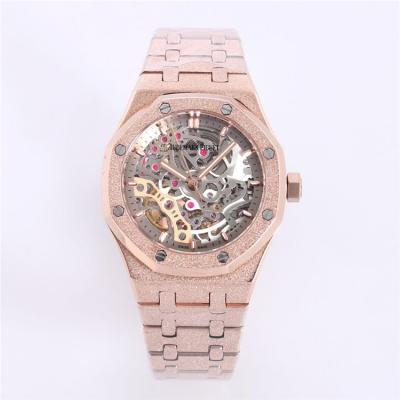 Replica Royal Oak A21j Automatic Movement Womens Watch Skeleton Dial Diamonds Case Frost Rose Gold B A29