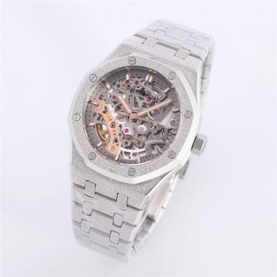 Replica Royal Oak A21j Automatic Movement Womens Watch Skeleton Dial Diamonds Case Frost Rose Gold B A29