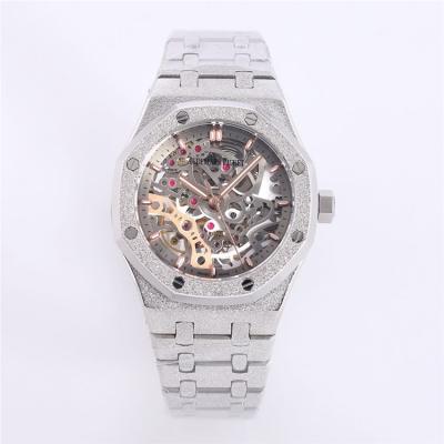 Replica Royal Oak A21j Automatic Movement Womens Watch Skeleton Dial Diamonds Case Frost Rose Gold B A29