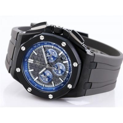 Replica Royal Oak Offshore Japan Quartz chronograph Movement Mens Watch Black Dial Rubber Strap B A31