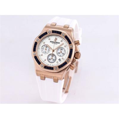 Replica Royal Oak Offshore Japan Quartz chronograph Movement Womens Watch White Dial Rubber Strap A A32