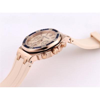 Replica Royal Oak Offshore Japan Quartz chronograph Movement Womens Watch White Dial Rubber Strap A A32