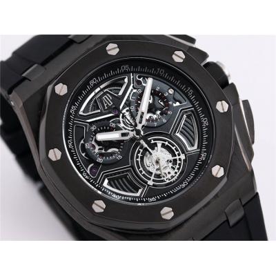 Replica Royal Oak Offshore Japan Quartz chronograph Movement Mens Watch Black Dial Rubber Strap A33