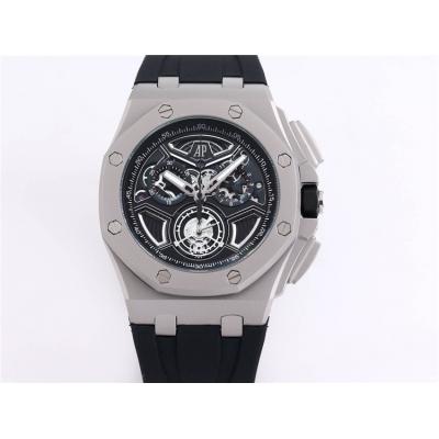 Replica Royal Oak Offshore Japan Quartz chronograph Movement Mens Watch Black Dial Rubber Strap A33