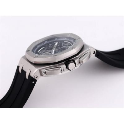 Replica Royal Oak Offshore Japan Quartz chronograph Movement Mens Watch Black Dial Rubber Strap A33