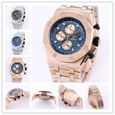 Replica Royal Oak Offshore Japan Quartz chronograph Movement Mens Watch Blue Dial Rose Gold A35