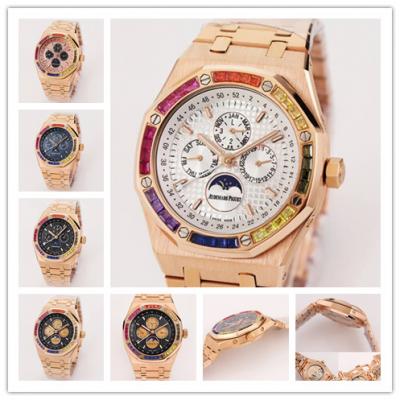 Replica Royal Oak A21j Automatic Movement Mens Watch White Dial Diamonds Case Rose Gold A37