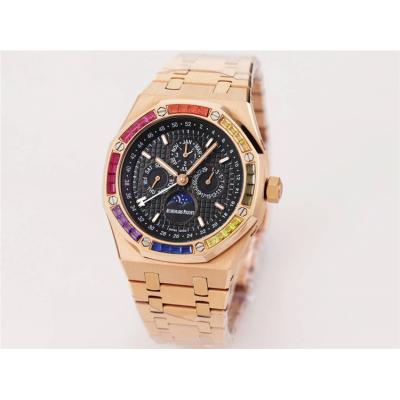 Replica Royal Oak A21j Automatic Movement Mens Watch White Dial Diamonds Case Rose Gold A37