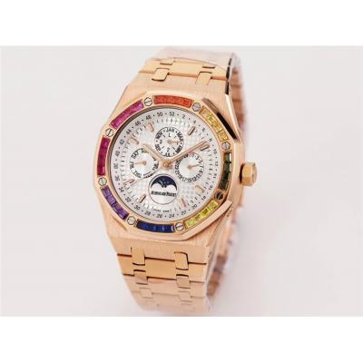 Replica Royal Oak A21j Automatic Movement Mens Watch White Dial Diamonds Case Rose Gold A37