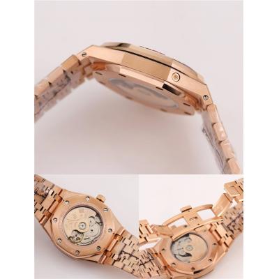 Replica Royal Oak A21j Automatic Movement Mens Watch White Dial Diamonds Case Rose Gold A37