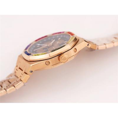 Replica Royal Oak A21j Automatic Movement Mens Watch White Dial Diamonds Case Rose Gold A37