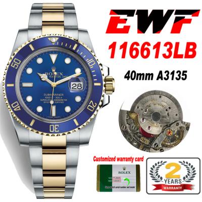 EWF Submariner 40 116613LB A3135 Automatic Mens Wa...