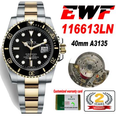 EWF Submariner 40 116613LB A3135 Automatic Mens Wa...