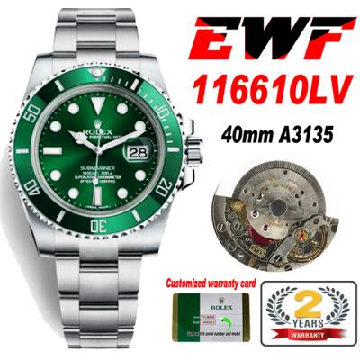 EWF V2 Submariner 40 116610LV A3135 Automatic Mens...