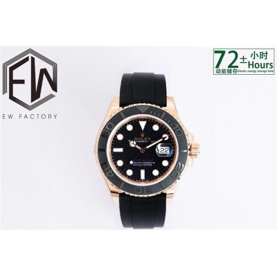 EWF Yacht-Master 40 126655 A3235 Automatic Mens Watch RG Black Dial Oysterflex Rubber Strap Best Edition