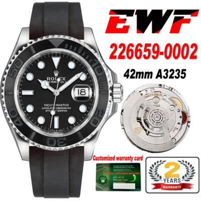 EWF Yacht-Master 40 126655 A3235 Automatic Mens Watch Black Dial Oysterflex Rubber Strap Best Edition