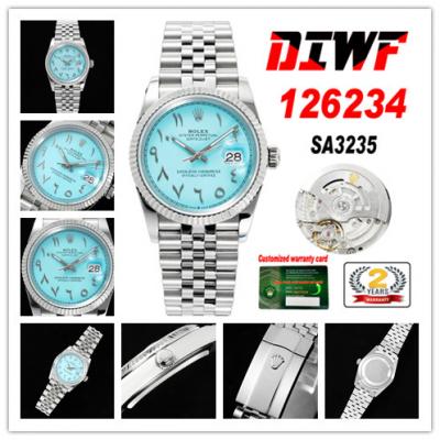 Datejust 36 126234 A3235 Automatic Unisex Watch Best Edition DIWF Tiffany Blue Arabic Dial 904L Jubilee SS Bracelet