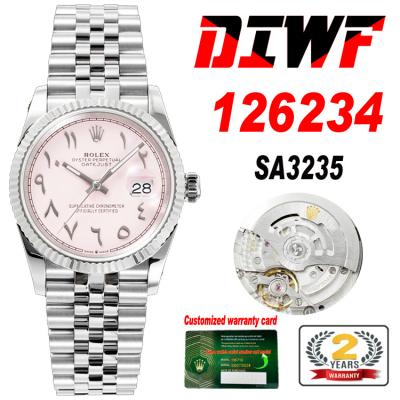 Datejust 36 126234 A3235 Automatic Unisex Watch Best Edition DIWF Pink Arabic Script Dial 904L Jubilee Steel Bracelet