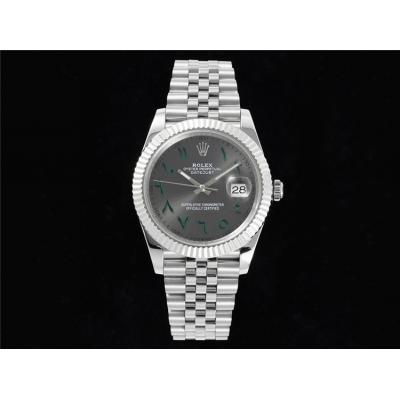 Datejust 41 126334 A3235 Automatic Mens Watch Best Edition DIWF Gray Green Arabic Script Dial 904L Jubilee SS Bracelet