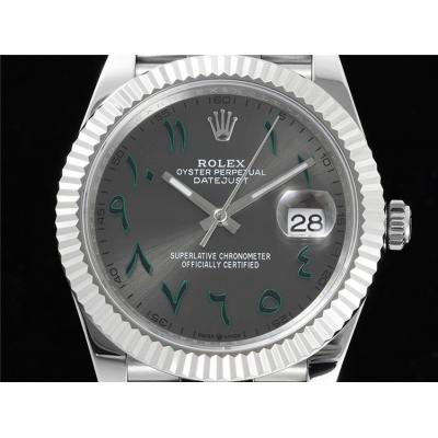 Datejust 41 126334 A3235 Automatic Mens Watch Best Edition DIWF Gray Green Arabic Script Dial 904L Jubilee SS Bracelet