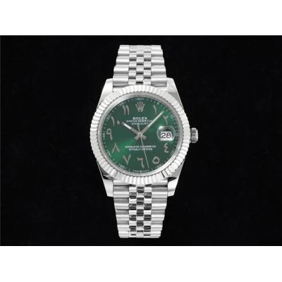 Datejust 41 126334 A3235 Automatic Mens Watch Best Edition DIWF Green Arabic Script Dial 904L Jubilee Steel Bracelet