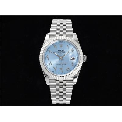 Datejust 41 126334 A3235 Automatic Mens Watch Best Edition DIWF Ice Blue Arabic Script Dial 904L Jubilee Steel Bracelet