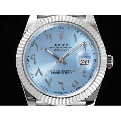 Datejust 41 126334 A3235 Automatic Mens Watch Best Edition DIWF Ice Blue Arabic Script Dial 904L Jubilee Steel Bracelet