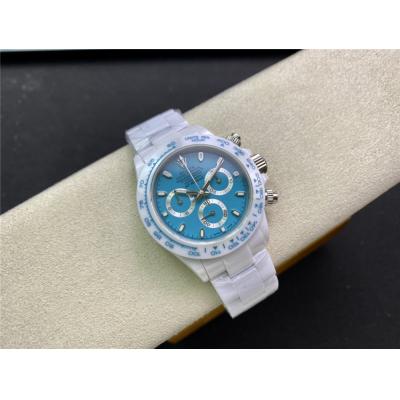 AET Remould Abu Dhabi SA4130 Automatic Chronograph Unisex Watch Best Edition DIWF Real Ceramic Tiffany Blue Dial