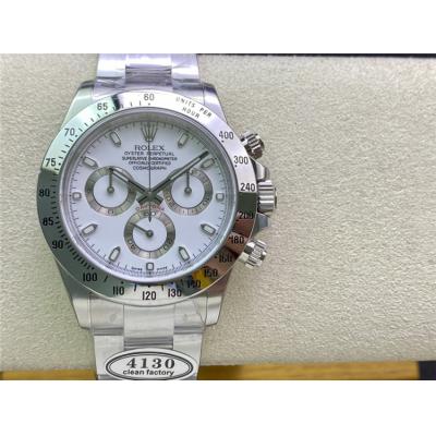 Daytona 116520 SA4130 Automatic Chronograph Mens Watch Best Edition CLEAN V3 White Dial 904L Steel Bracelet CHS